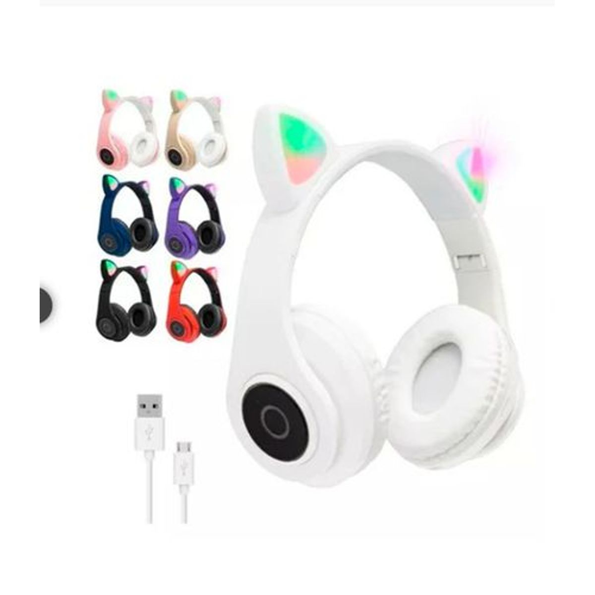 GENERICO - DIADEMA NIÑAS AUDIFONOS BLUETOOTH OREJAS GATO LUZ RGB OMC-283