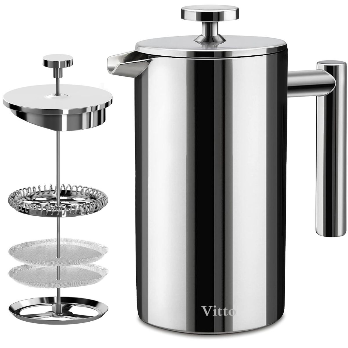 VITTO - Cafetera Prensa Francesa En Acero Inoxidable Double Wall 1 L - Vitto