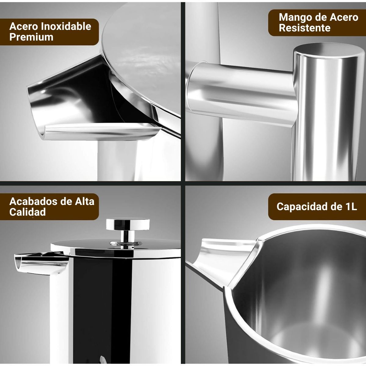 VITTO - Cafetera Prensa Francesa En Acero Inoxidable Double Wall 1 L - Vitto