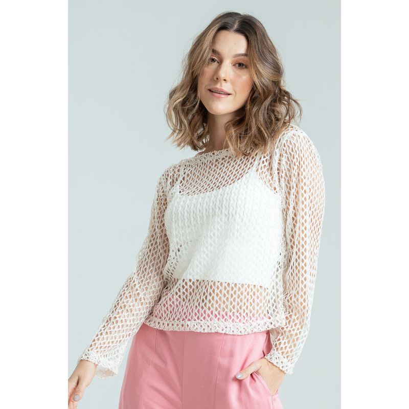 RAGGED - Blusa malla Blanco crudo Ragged