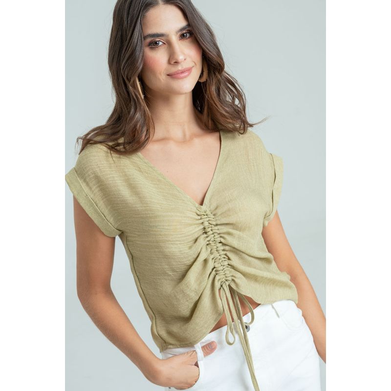RAGGED - Blusa recogido Verde olivo Ragged