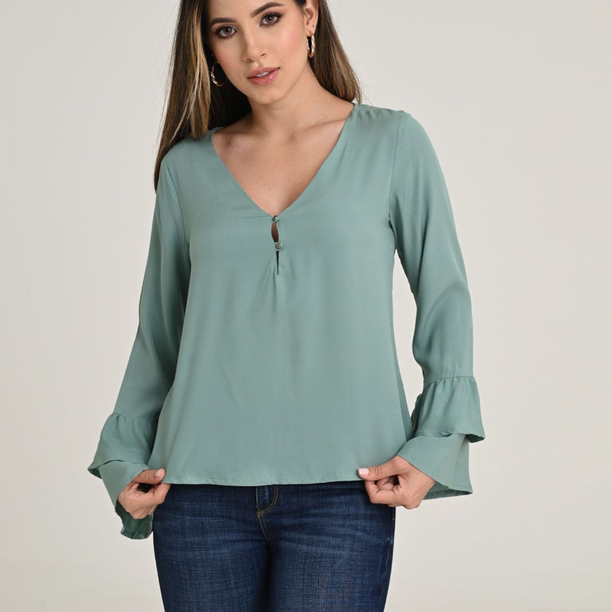 RAGGED - Blusa mara Verde salvia Ragged