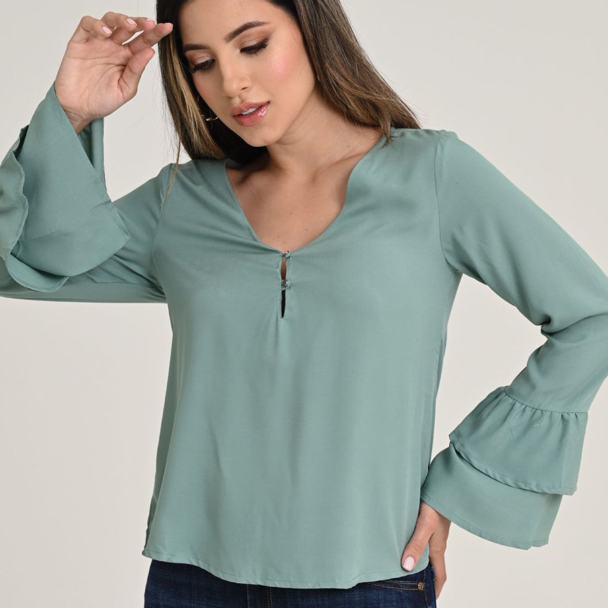 RAGGED - Blusa mara Verde salvia Ragged