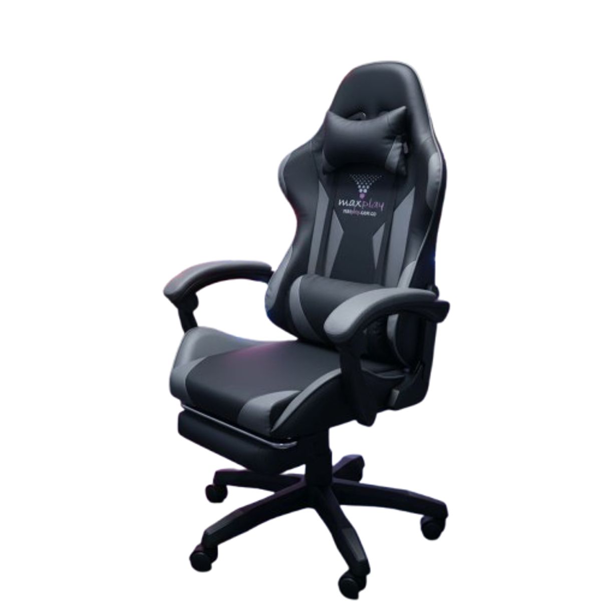 GENERICO - Silla Gamer Masajeador Lumbar Reposapies Negro Gris_.
