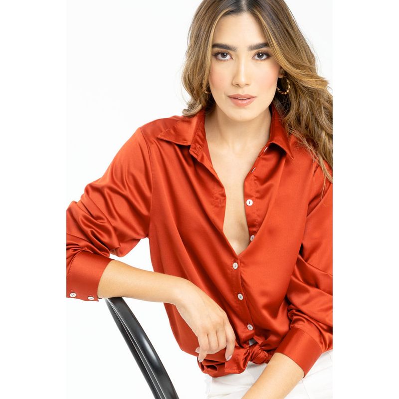 RAGGED - Camisera satin Rojo persa Ragged