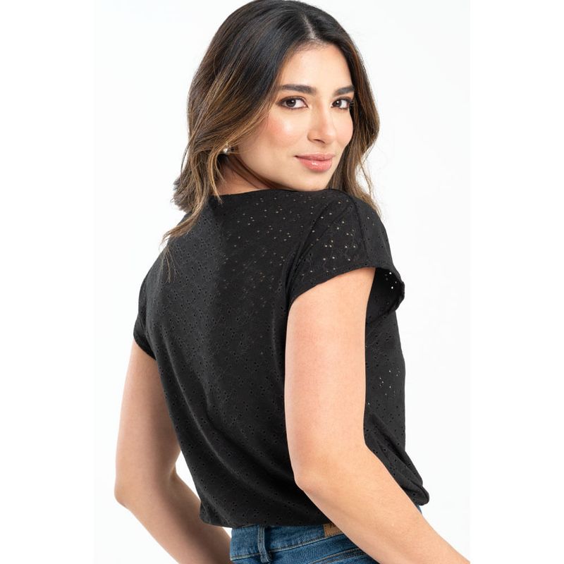 RAGGED - Camiseta ojalillo Negro Ragged