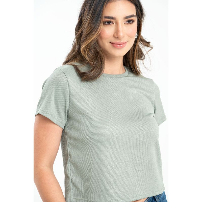 RAGGED - Camiseta brillo rib Verde marino Ragged