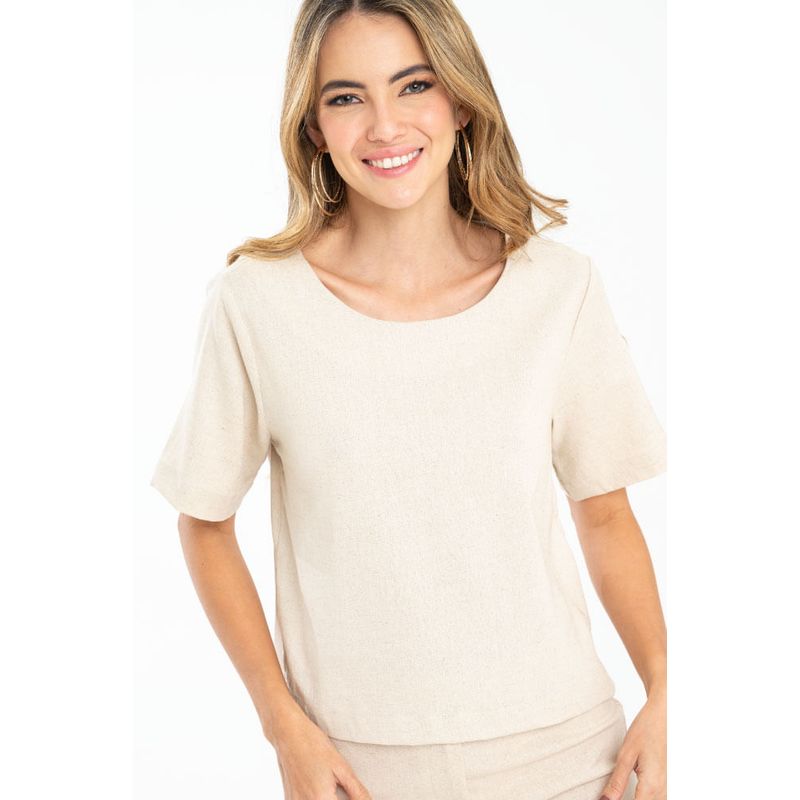 RAGGED - Blusa adele lino Beige medio Ragged