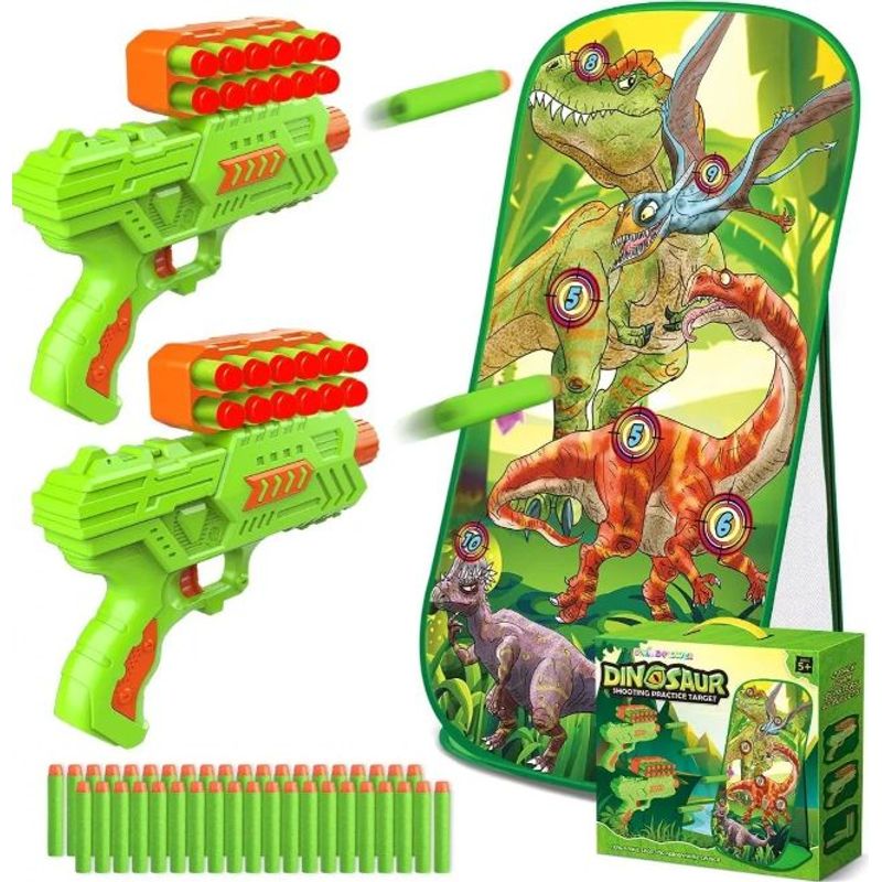 GENERICO - 2 Pistolas Juguetes Niños Tiro Al Blanco Dinosaurio 40dardos