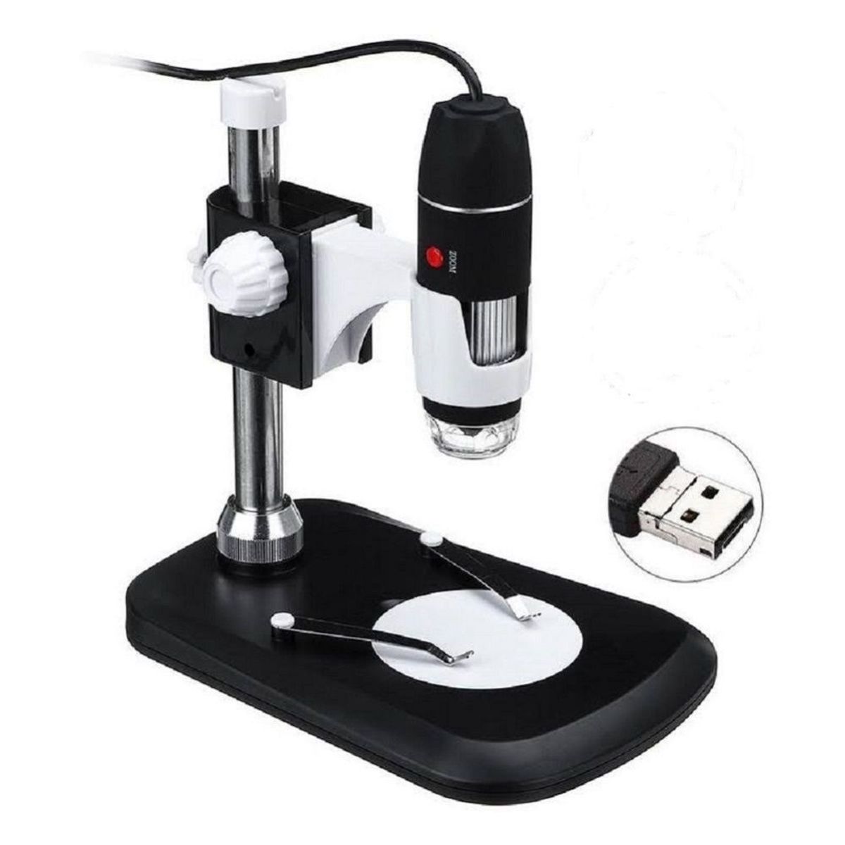 GENERICO - Microscopio 1600x Con Base Capilografo Usb Led