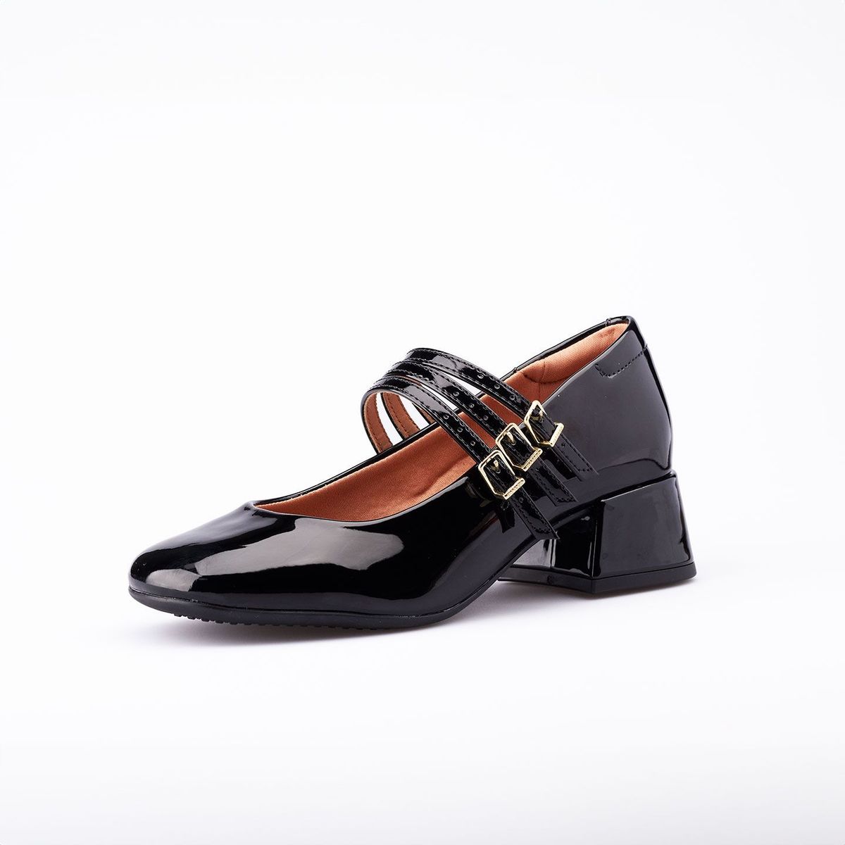 VIZZANO - Tacón Bajo Negro Dorado Vizzano