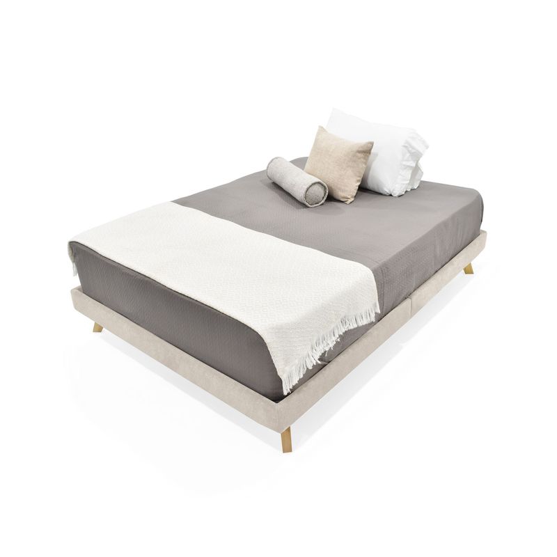 VENECIA - Base Cama Verona Doble en Tela Taupe