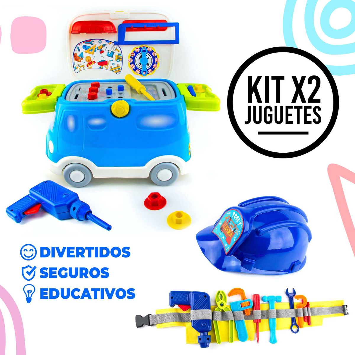 ENERGY PLUS - Doble Diversión Didáctica Autobús + Herramientas Juguete