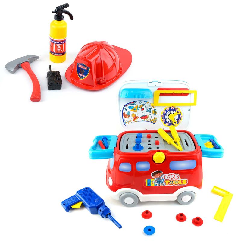 ENERGY PLUS - Aprende Jugando Autobús Herramientas 23 Pzas + Set Bomberos