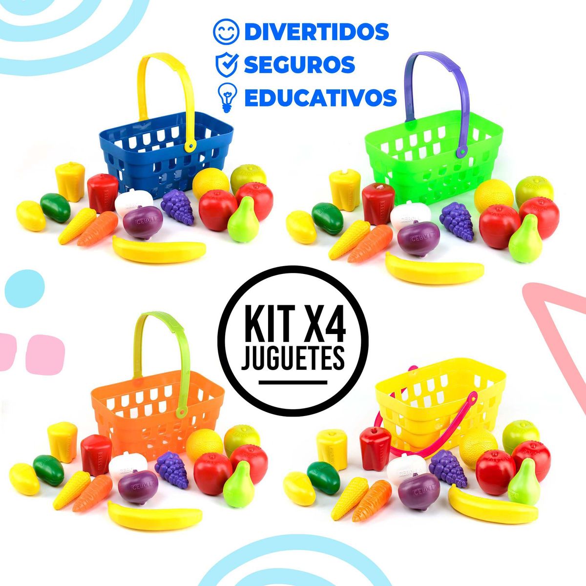 ENERGY PLUS - 60 Pzas Frutas en Canasta Cocina Educativa aprende jugando