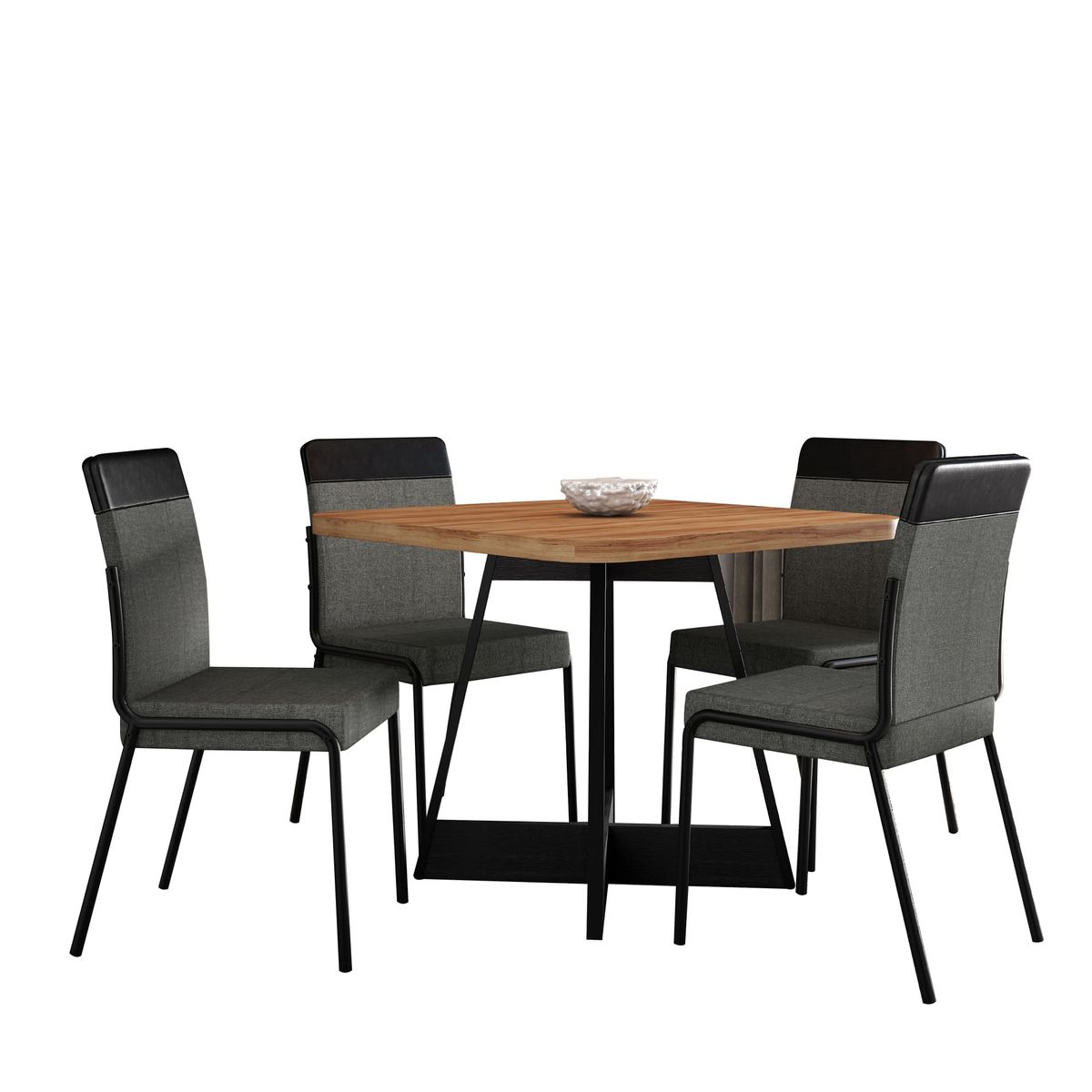 BERTOLINI - Juego de Comedor Imperial 4 Puestos Grafito con Negro