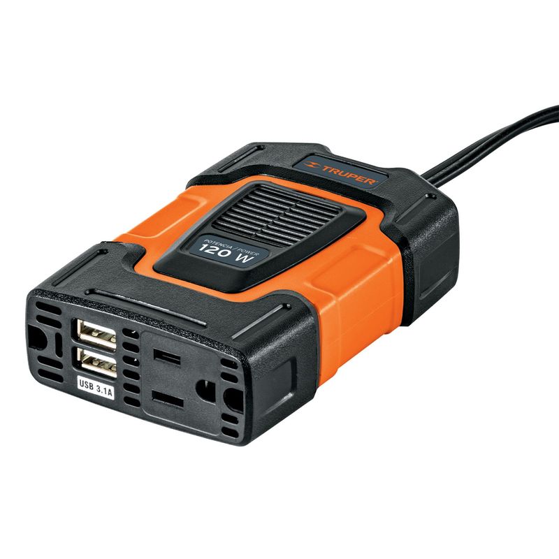 TRUPER - Inversor de corriente de 120 W con puertos USB, Truper
