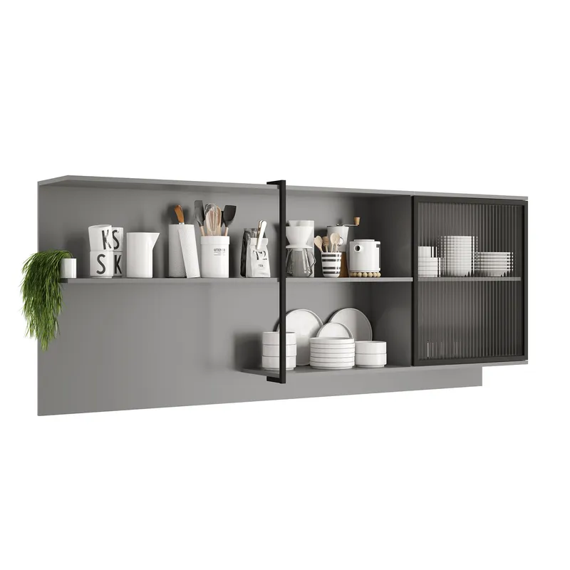 BERTOLINI - Mueble Superior Multiuso Cocina 200 cm MDP Estilo Industrial Gris