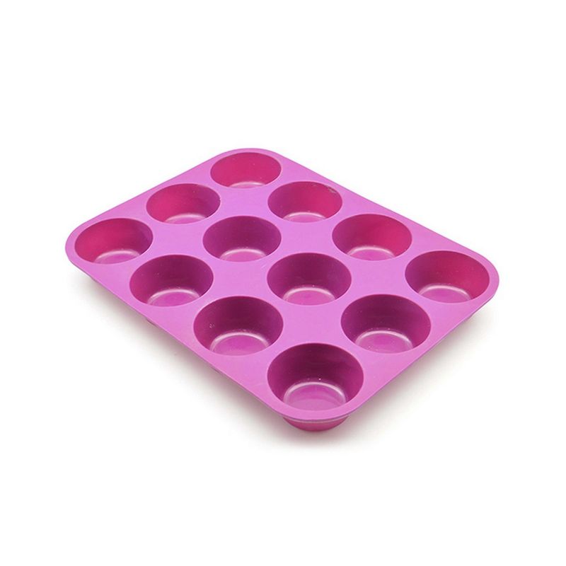 PRESS - Molde Silicona para Ponqué 12 Und 29.5x22.5x3 cm PRESS 77309 - Fucsia