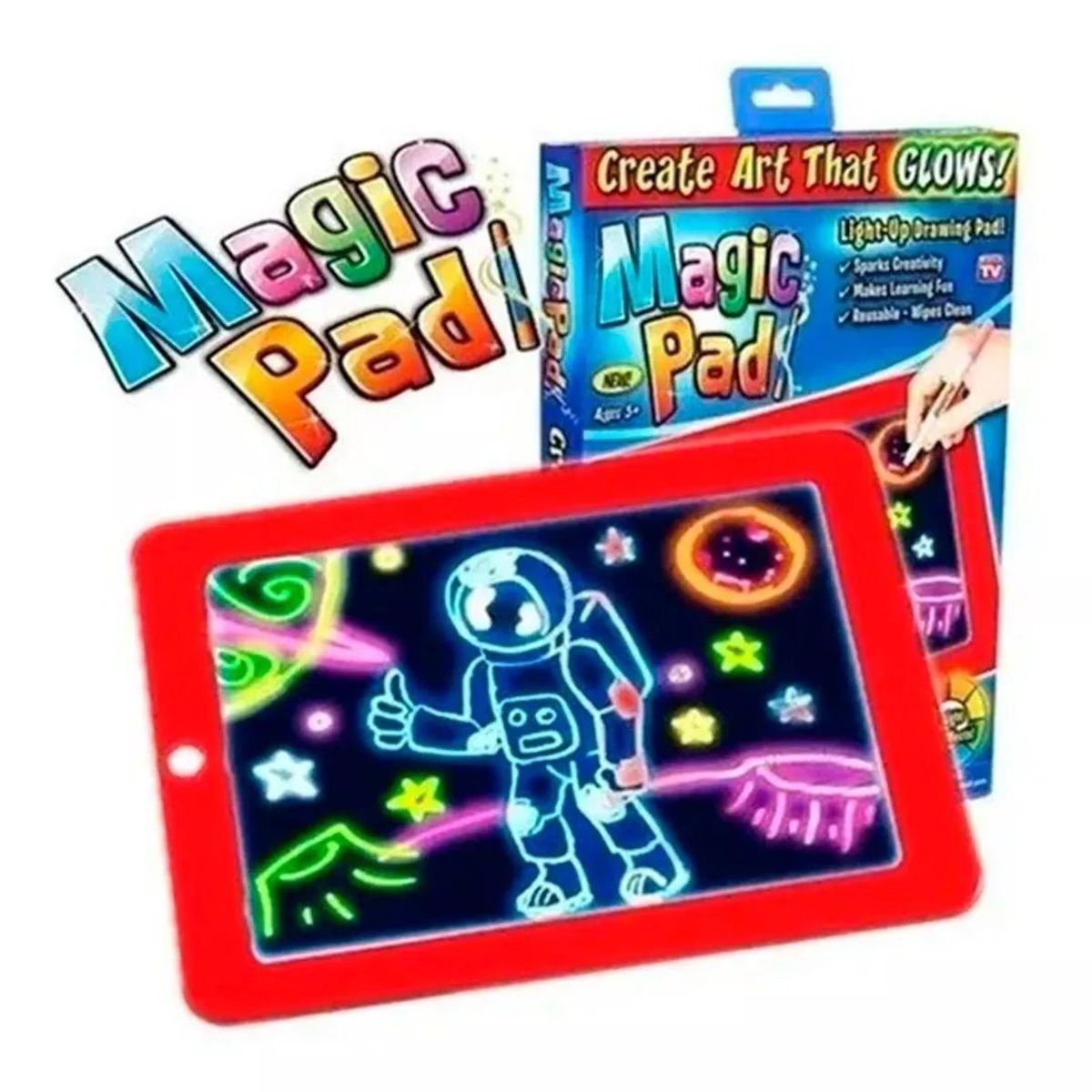 GENERICO - Tableta De Dibujo Con Luz Led Magic Pad+ 6 Marcadores Gratis
