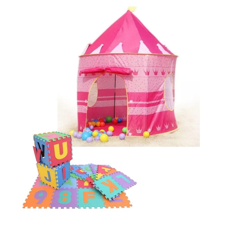 INFANTILES CAJUROMIX - Carpa Niñas + 10 Fichas Foamy + Obsequio De 30 Pelotas
