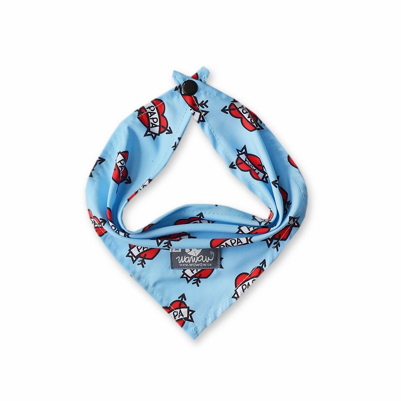 WAWAW - Pañoleta para perro talla XL sub papá azul patrón corazón Wawaw