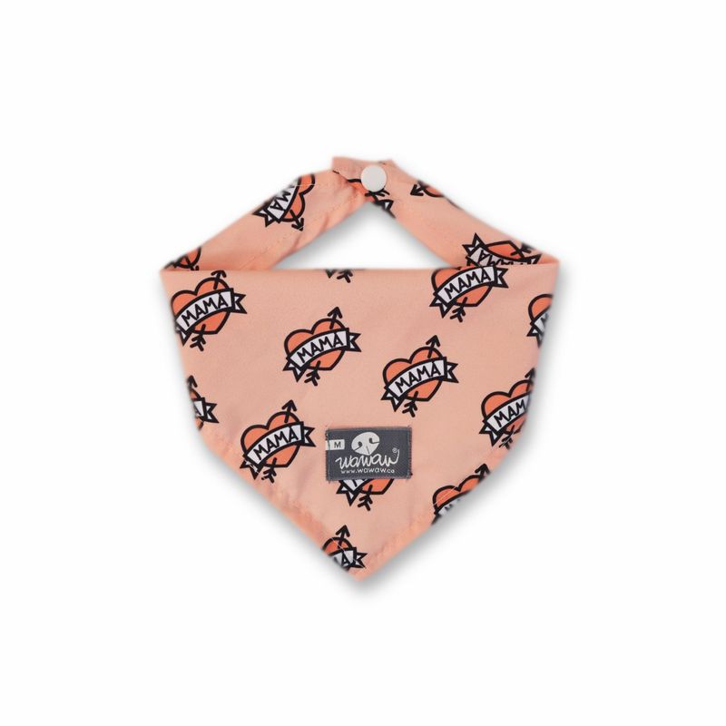 WAWAW - Pañoleta para perro talla XL sub mamá durazno patrón corazón Wawaw