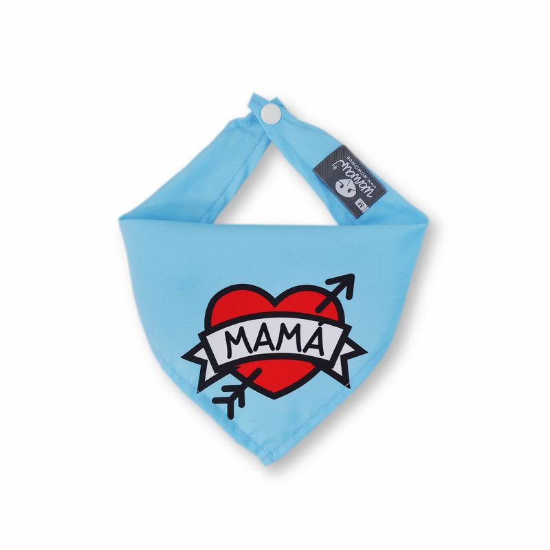 WAWAW - Pañoleta para perro talla S sub mamá azul corazón grande Wawaw