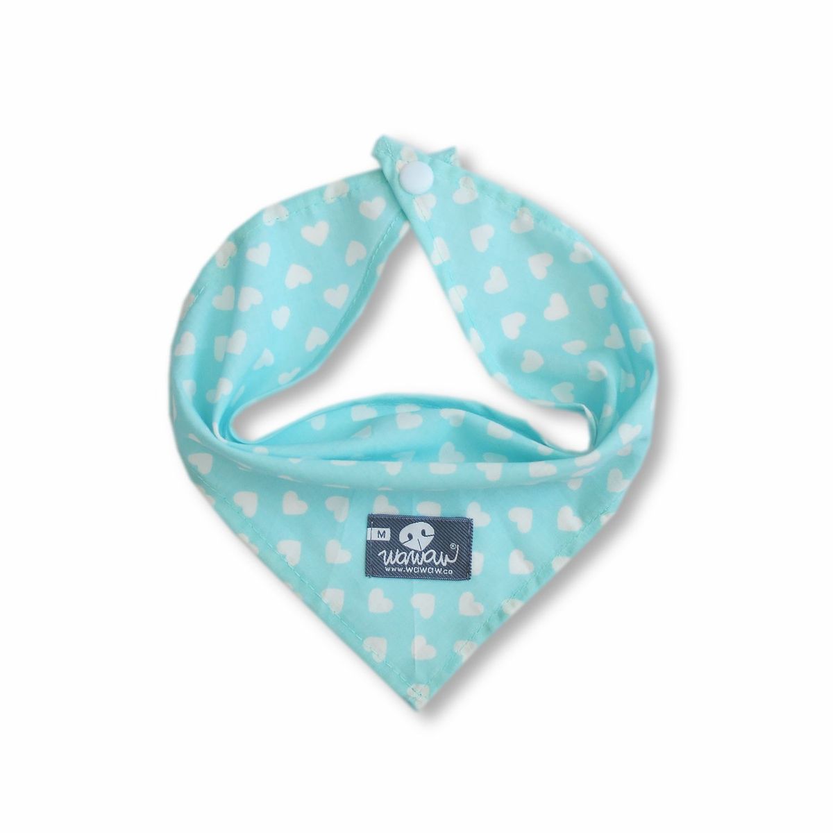 WAWAW - Pañoleta para perro talla S celeste corazones blancos Wawaw