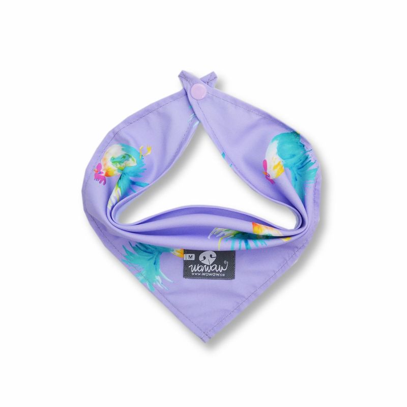 WAWAW - Pañoleta para perro talla M lila gallos colores Wawaw