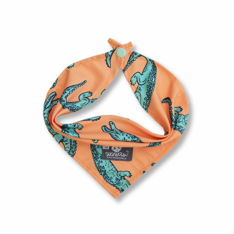 WAWAW - Pañoleta para perro talla S naranja cocodrilos menta Wawaw