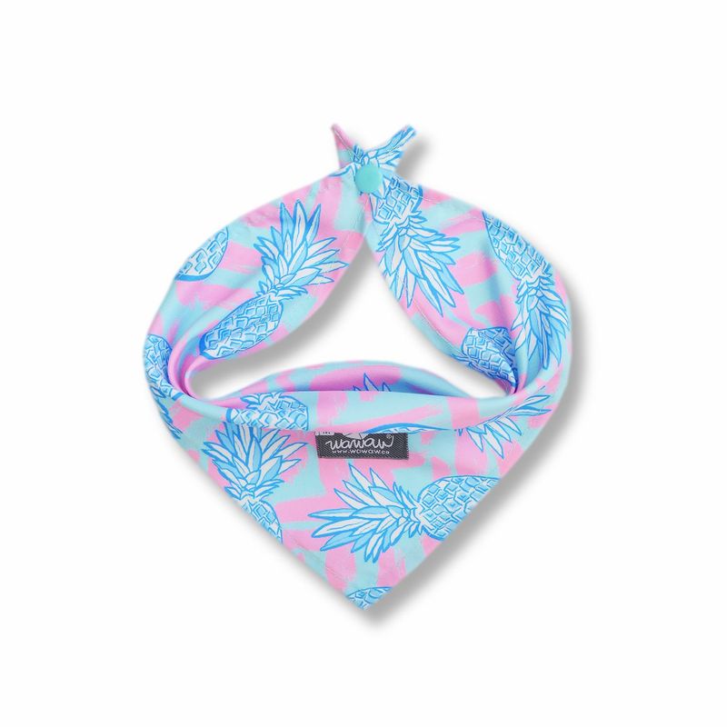 WAWAW - Pañoleta para perro talla XL piñas celeste y rosa Wawaw