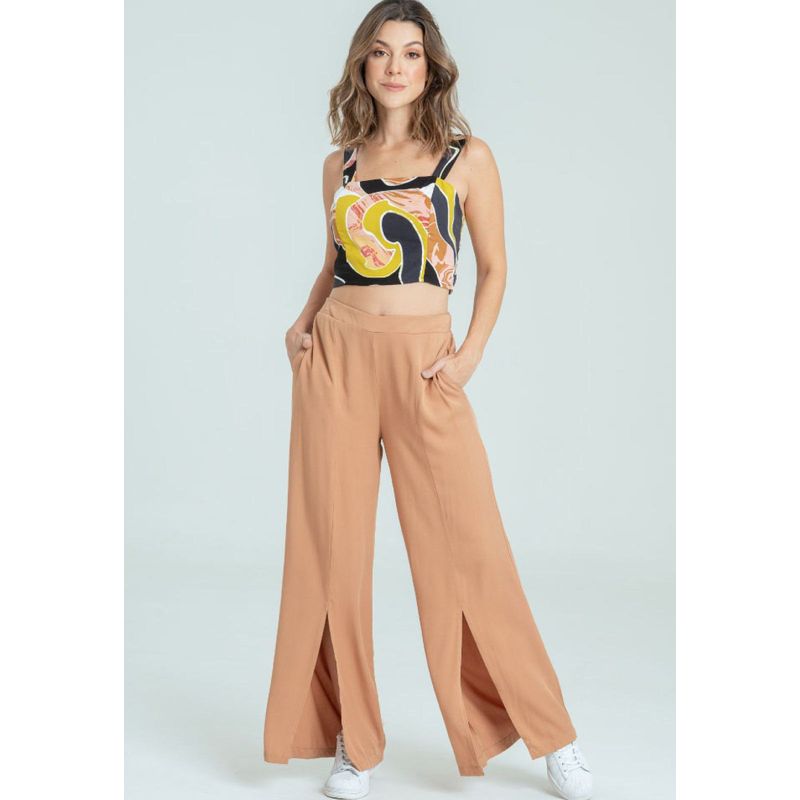 RAGGED - Pantalon aberturas chalis Beige oscuro Ragged