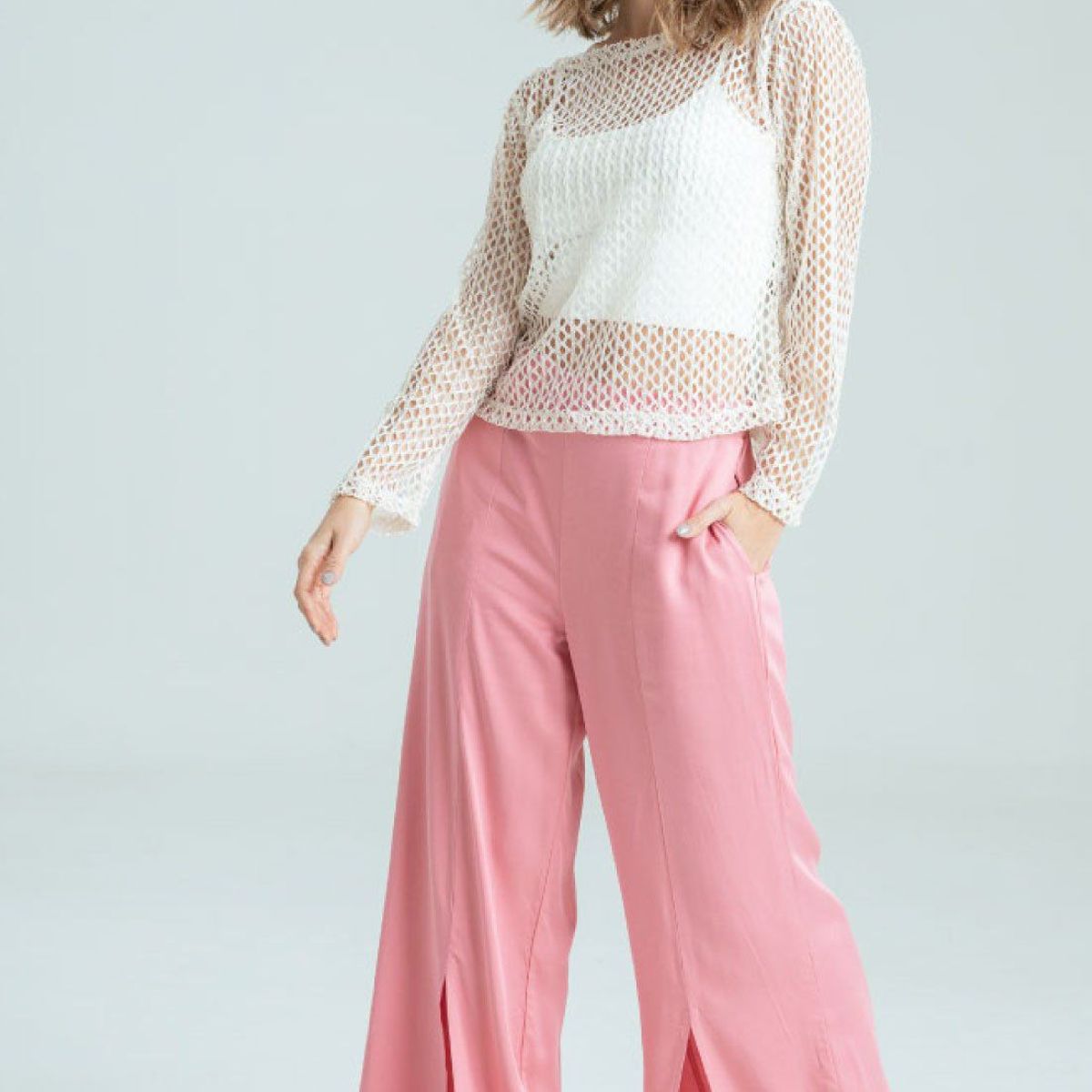 RAGGED - Pantalon aberturas chalis Rosado oscuro Ragged.