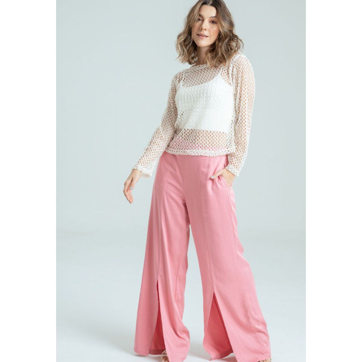 RAGGED - Pantalon aberturas chalis Rosado oscuro Ragged.