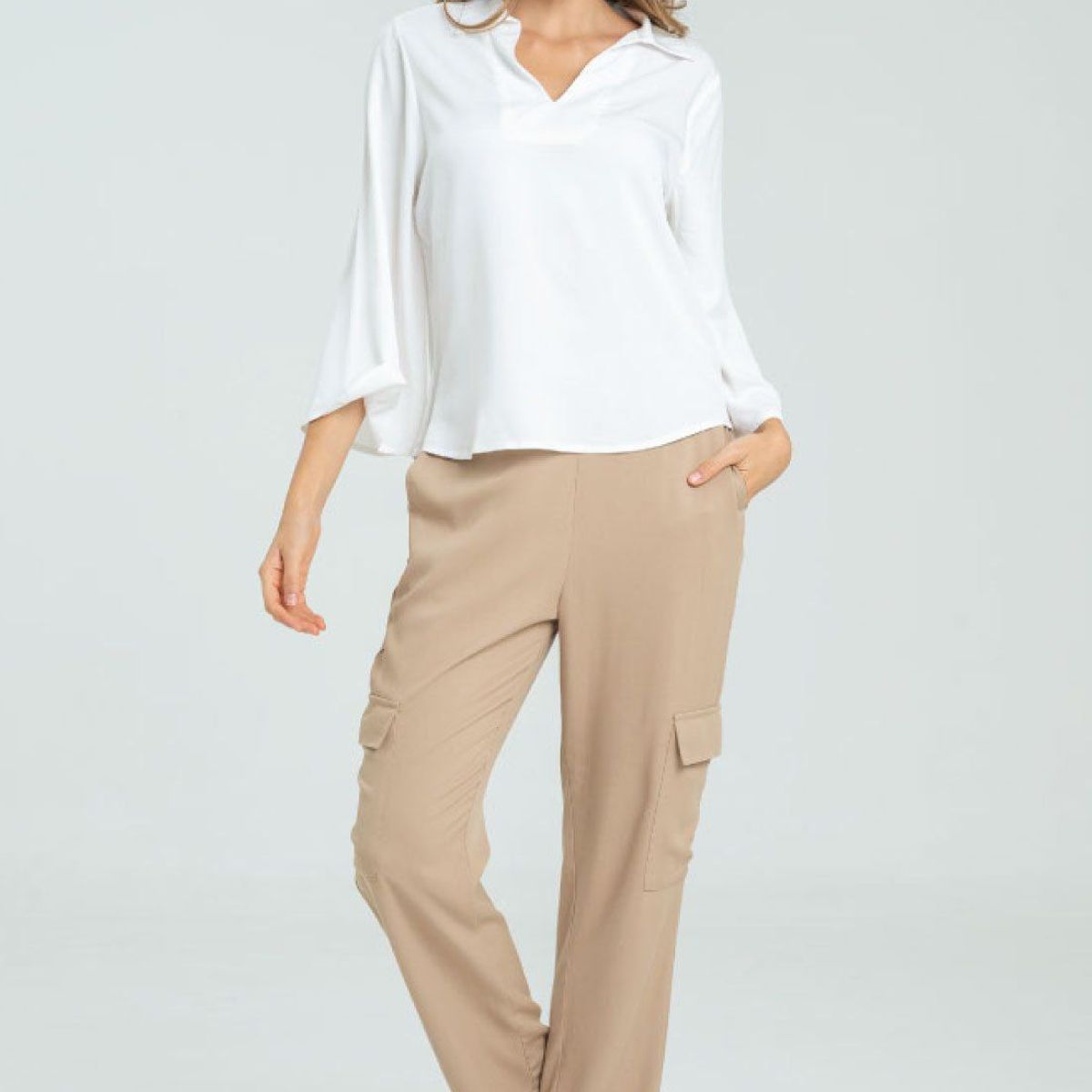 RAGGED - Pantalon pique cargo Beige Ragged.