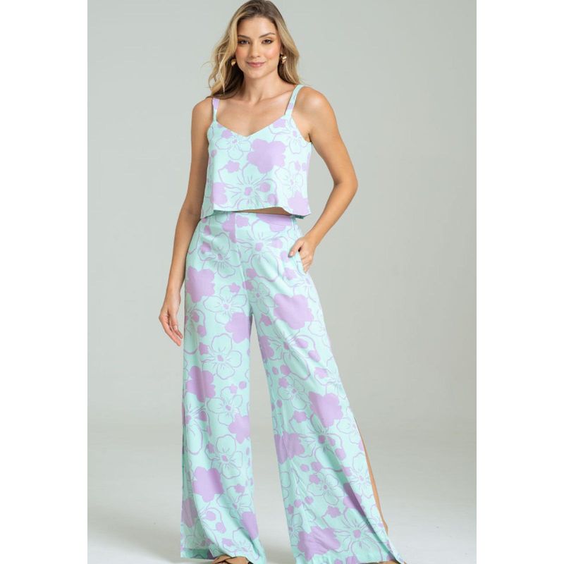 RAGGED - Pantalon ancho abertura Verde aqua Ragged