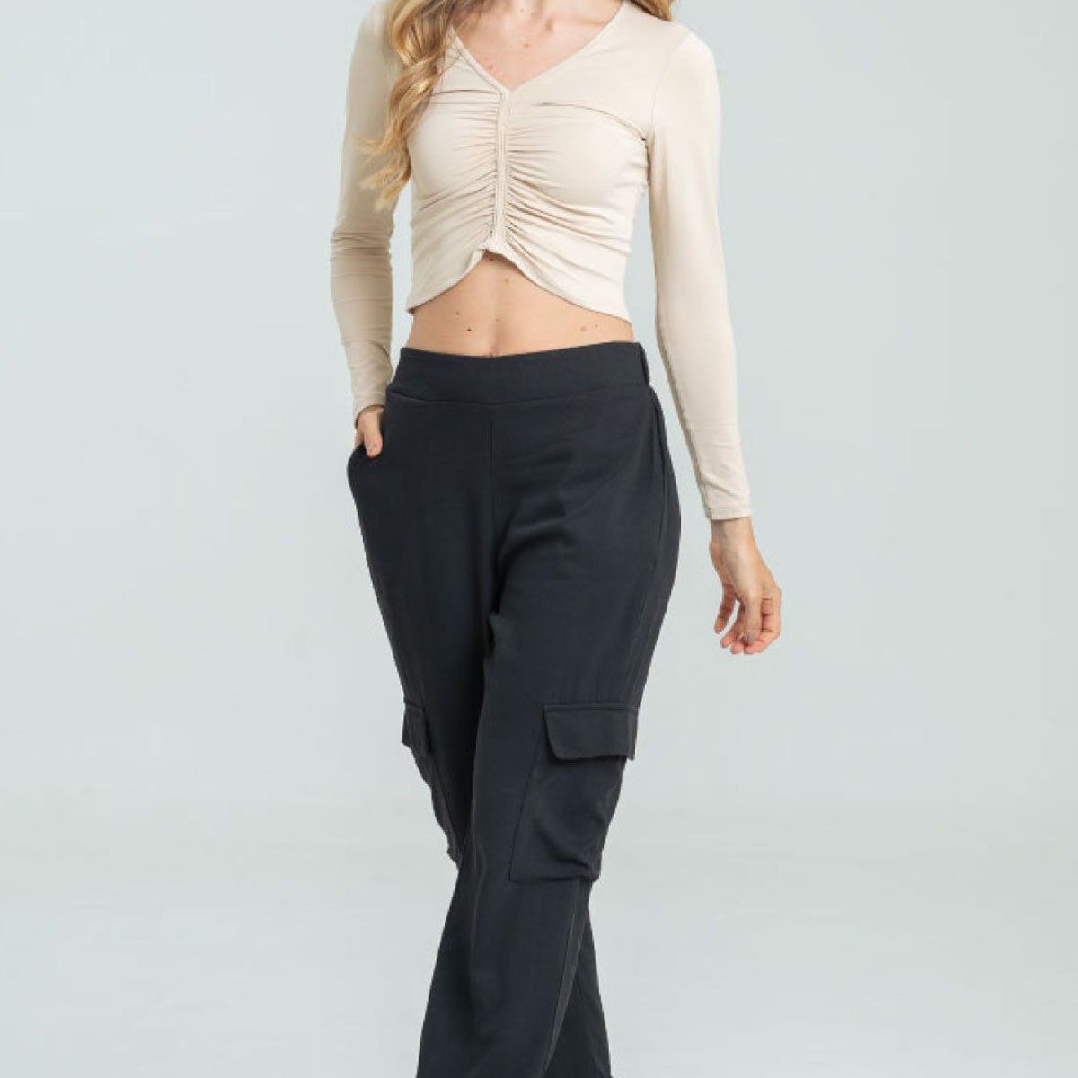 RAGGED - Pantalon pique cargo Negro Ragged.