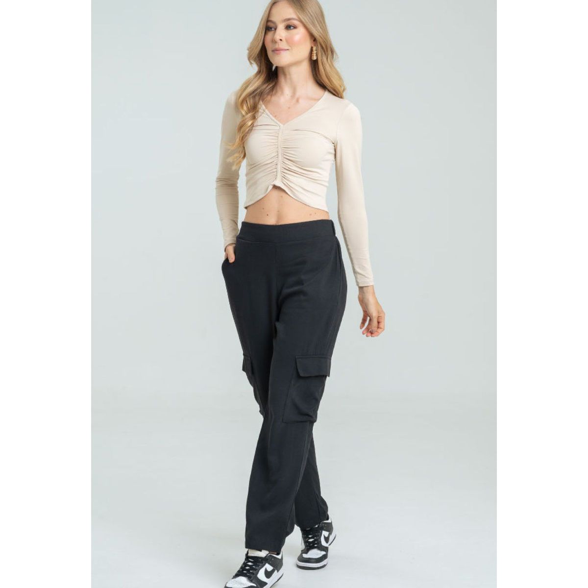 RAGGED - Pantalon pique cargo Negro Ragged.