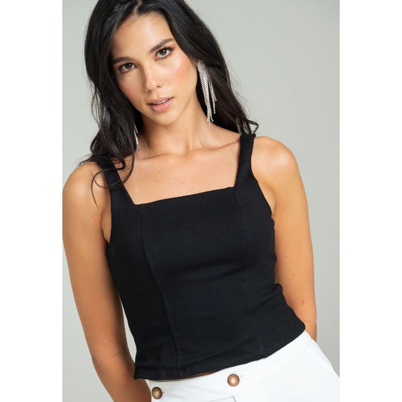 RAGGED - Top escote recto Negro Ragged
