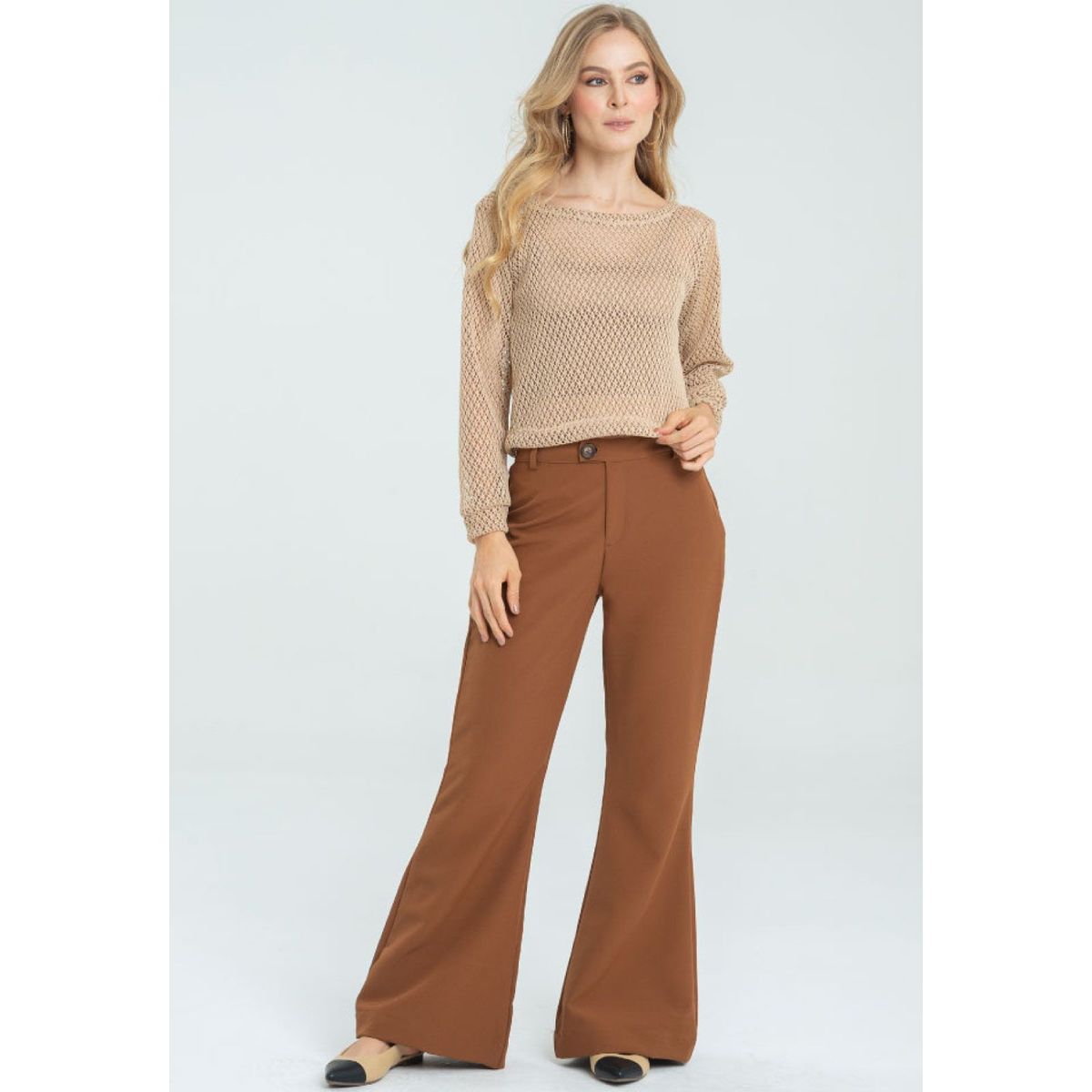 RAGGED - Pantalon campana bal Cafe caramelo Ragged.