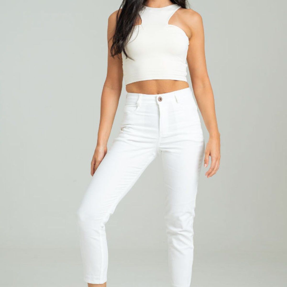 RAGGED - Pantalon dril skinny cinco bolsillos Blanco crudo Ragged.