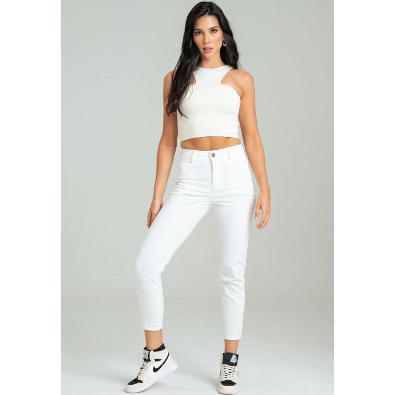 RAGGED - Pantalon dril skinny cinco bolsillos Blanco crudo Ragged