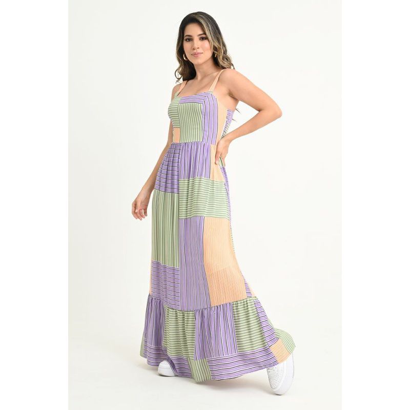 RAGGED - Vestido rayas mix Lila Ragged