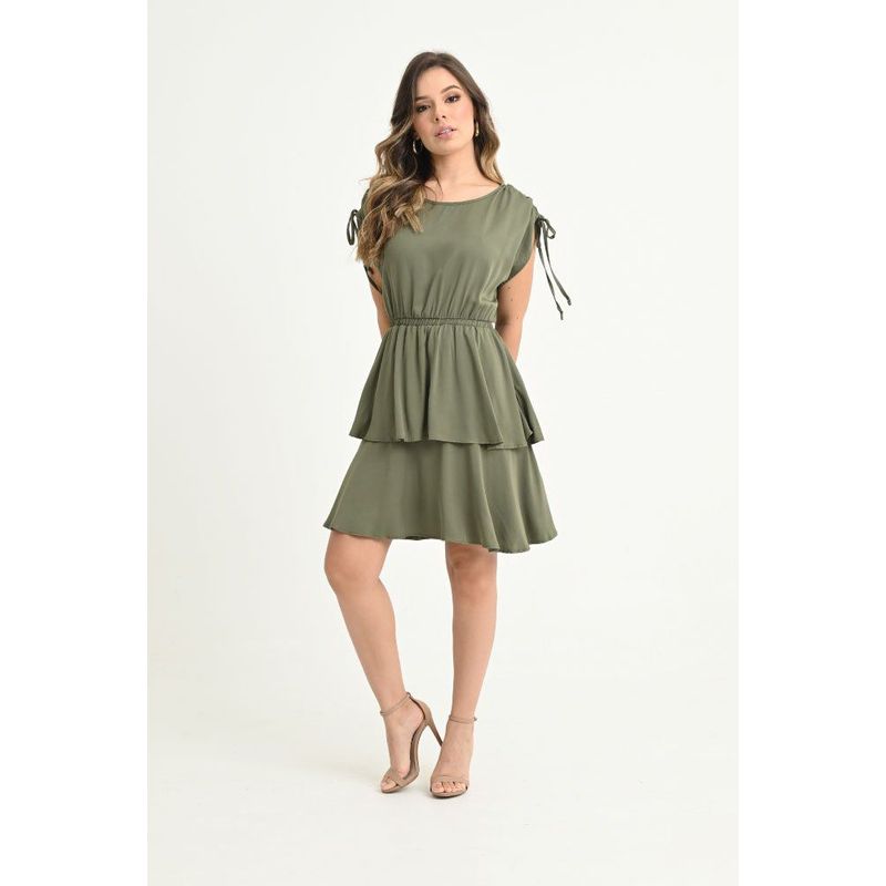 RAGGED - Vestido falda capas Verde militar Ragged