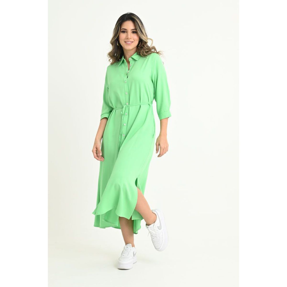 RAGGED - Vestido camisero midi Verde masmelo Ragged