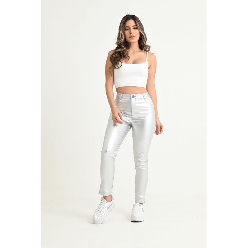 RAGGED - Pantalon silver skinny Plateado Ragged