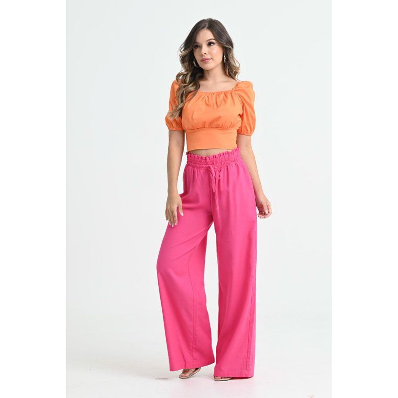 RAGGED - Pantalon lino Fucsia Ragged