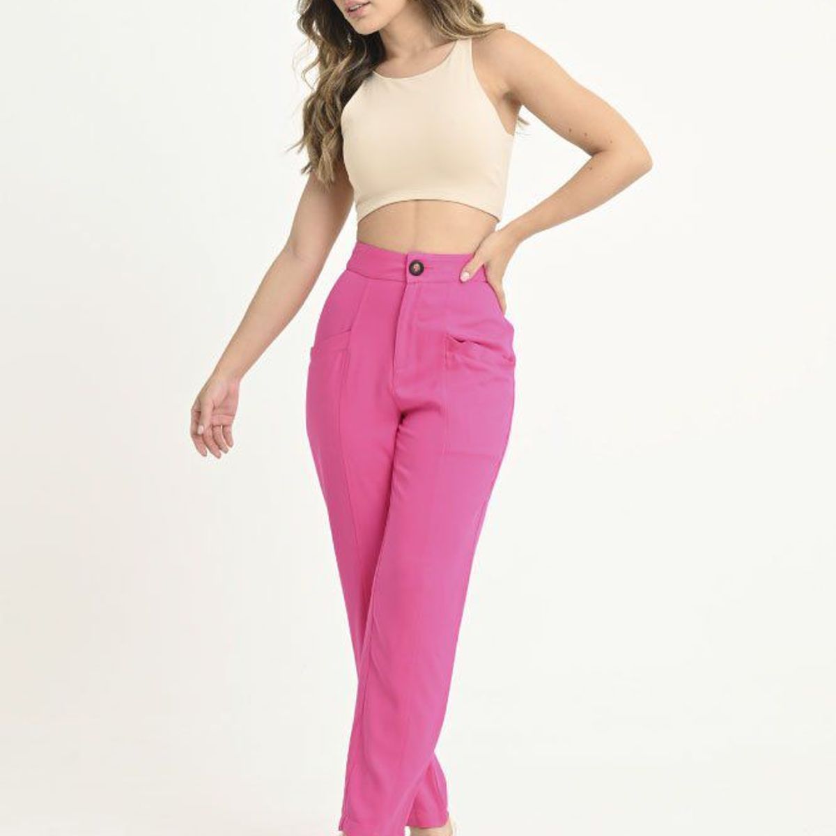 RAGGED - Pantalon harem bolsillos Fucsia Ragged.