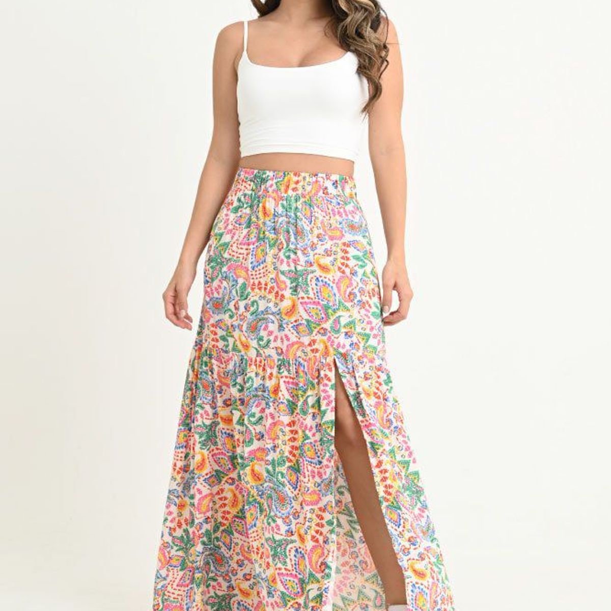 RAGGED - Falda larga abertura Blanco crudo Ragged